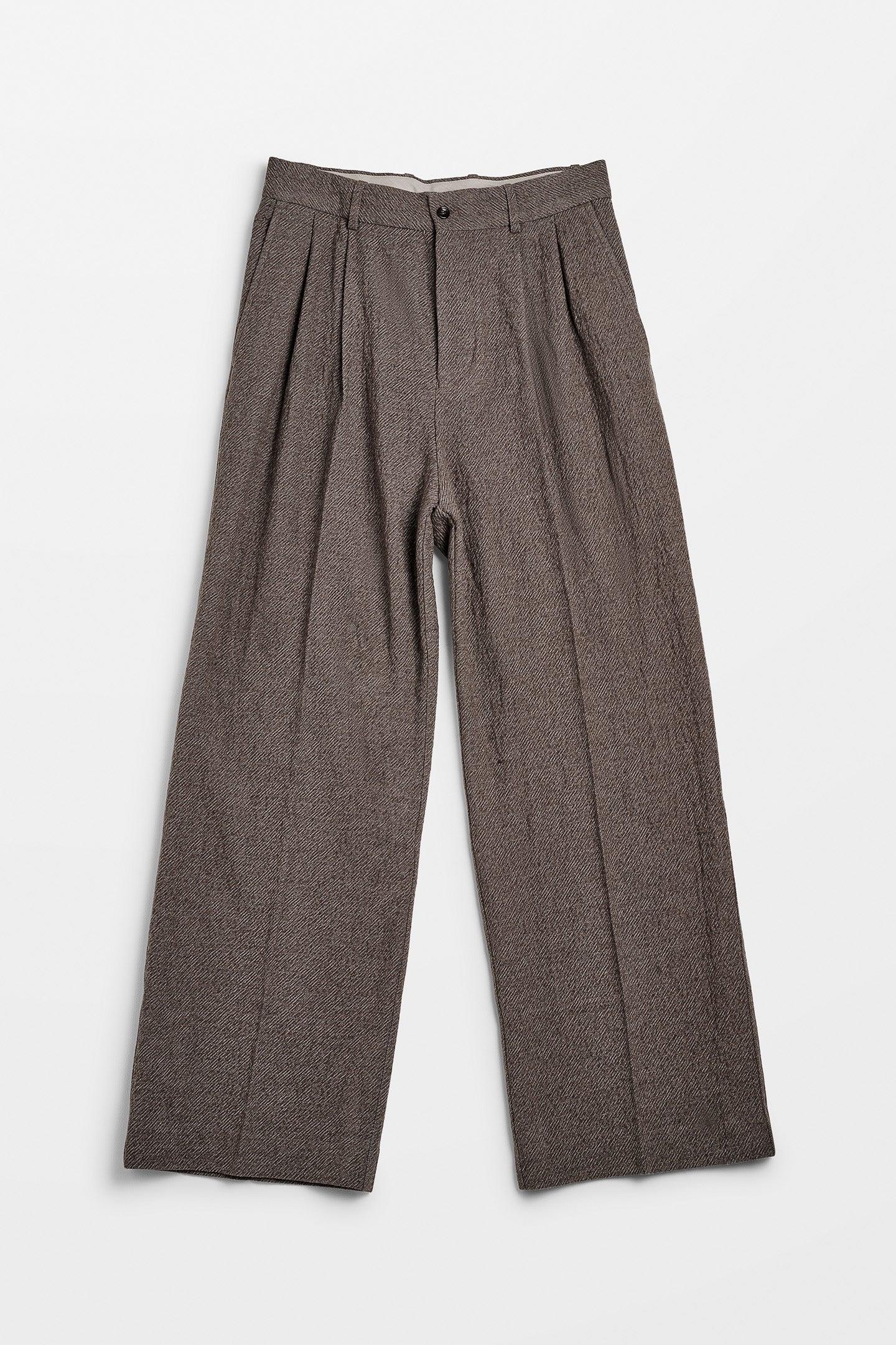 HOPE Loose Fit Trousers In Wavy Beige Twill