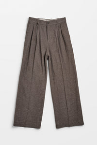 HOPE Loose Fit Trousers In Wavy Beige Twill