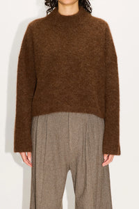 HOPE Cropped Oversized Sweater Brown