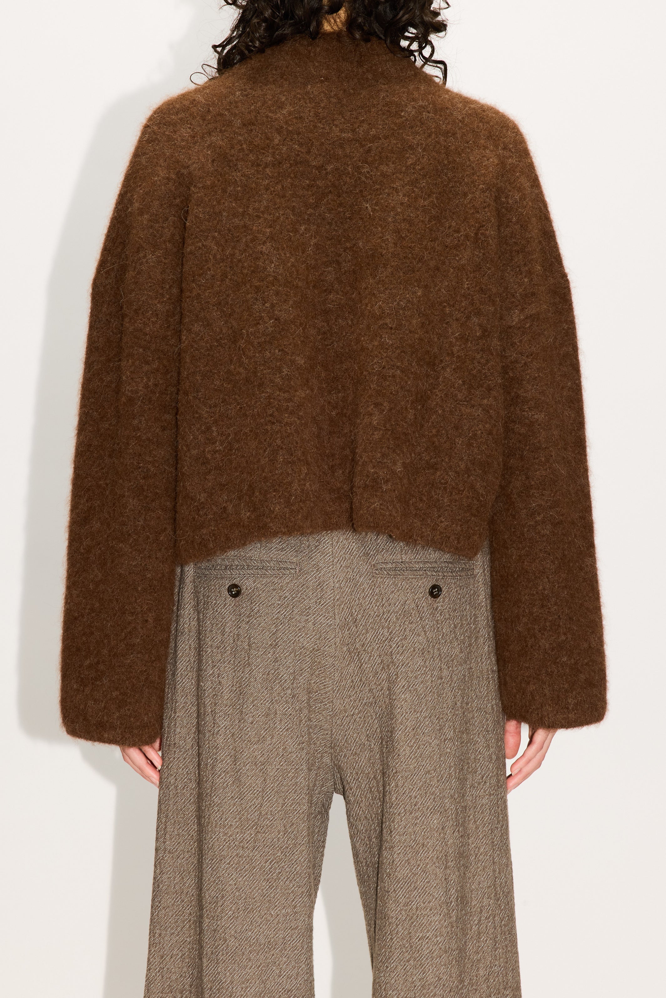 HOPE Cropped Oversized Sweater Brown