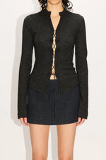 Load image into Gallery viewer, HOPE Laced Sweater Black Melange
