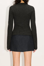 Load image into Gallery viewer, HOPE Laced Sweater Black Melange
