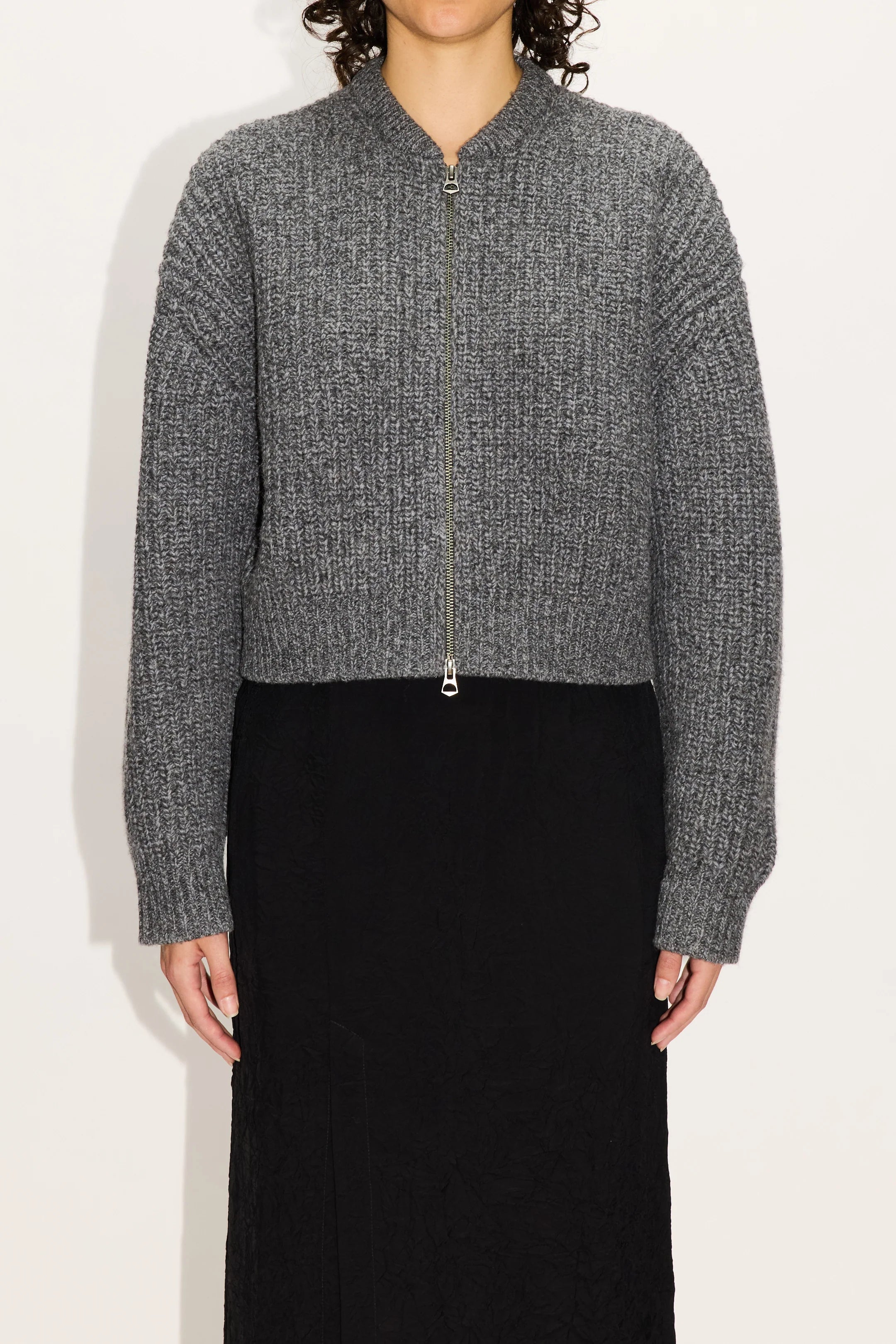 HOPE Bomber Cardigan Grey Melange