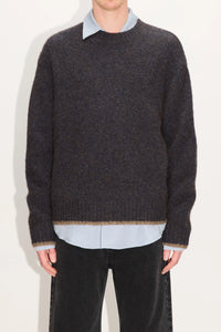 HOPE Boxy Sweater Blue Brown Melange Yak
