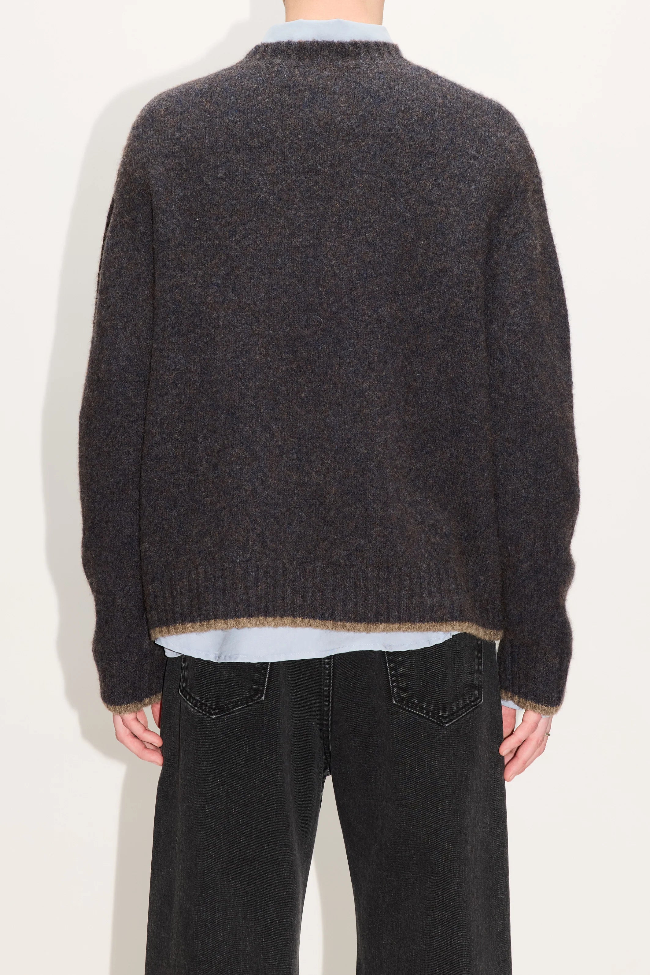 HOPE Boxy Sweater Blue Brown Melange Yak