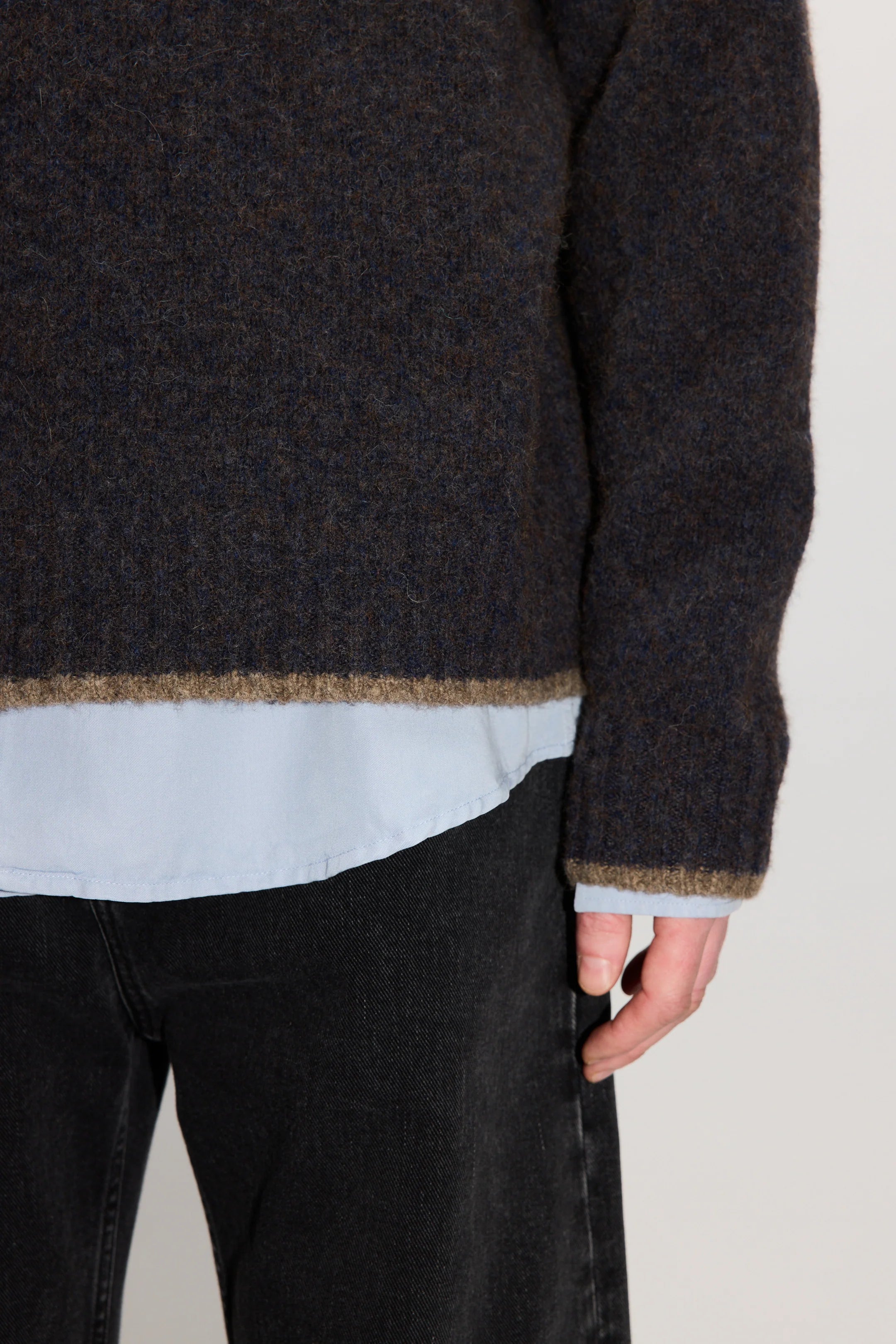 HOPE Boxy Sweater Blue Brown Melange Yak
