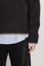 Load image into Gallery viewer, HOPE Boxy Sweater Blue Brown Melange Yak
