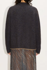 Load image into Gallery viewer, HOPE Boxy Sweater Blue Brown Melange Yak
