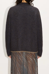 HOPE Boxy Sweater Blue Brown Melange Yak