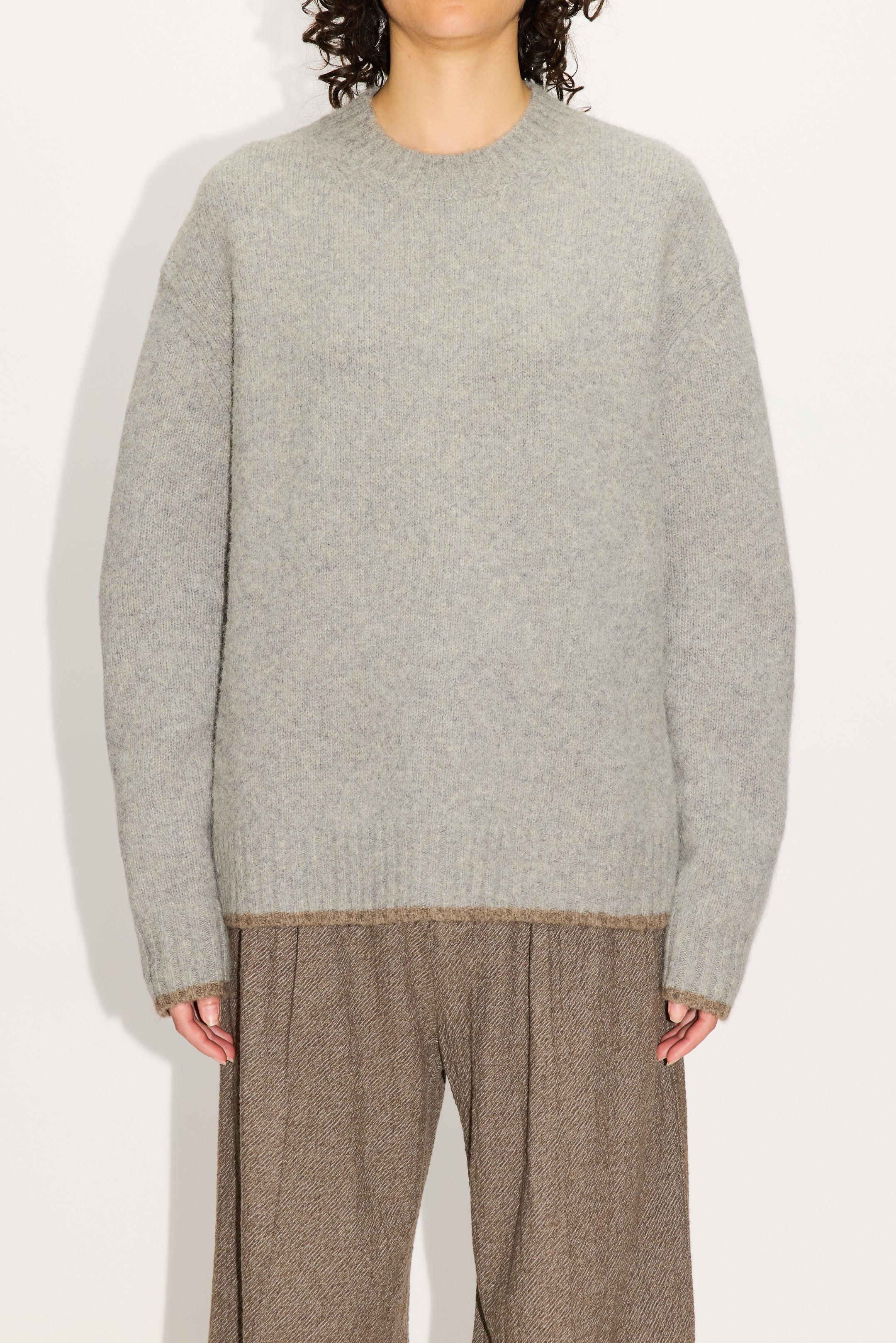 HOPE Boxy Sweater Grey Melange Yak