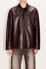 Load image into Gallery viewer, HOPE Relaxed Leather Shirt Red Wine
