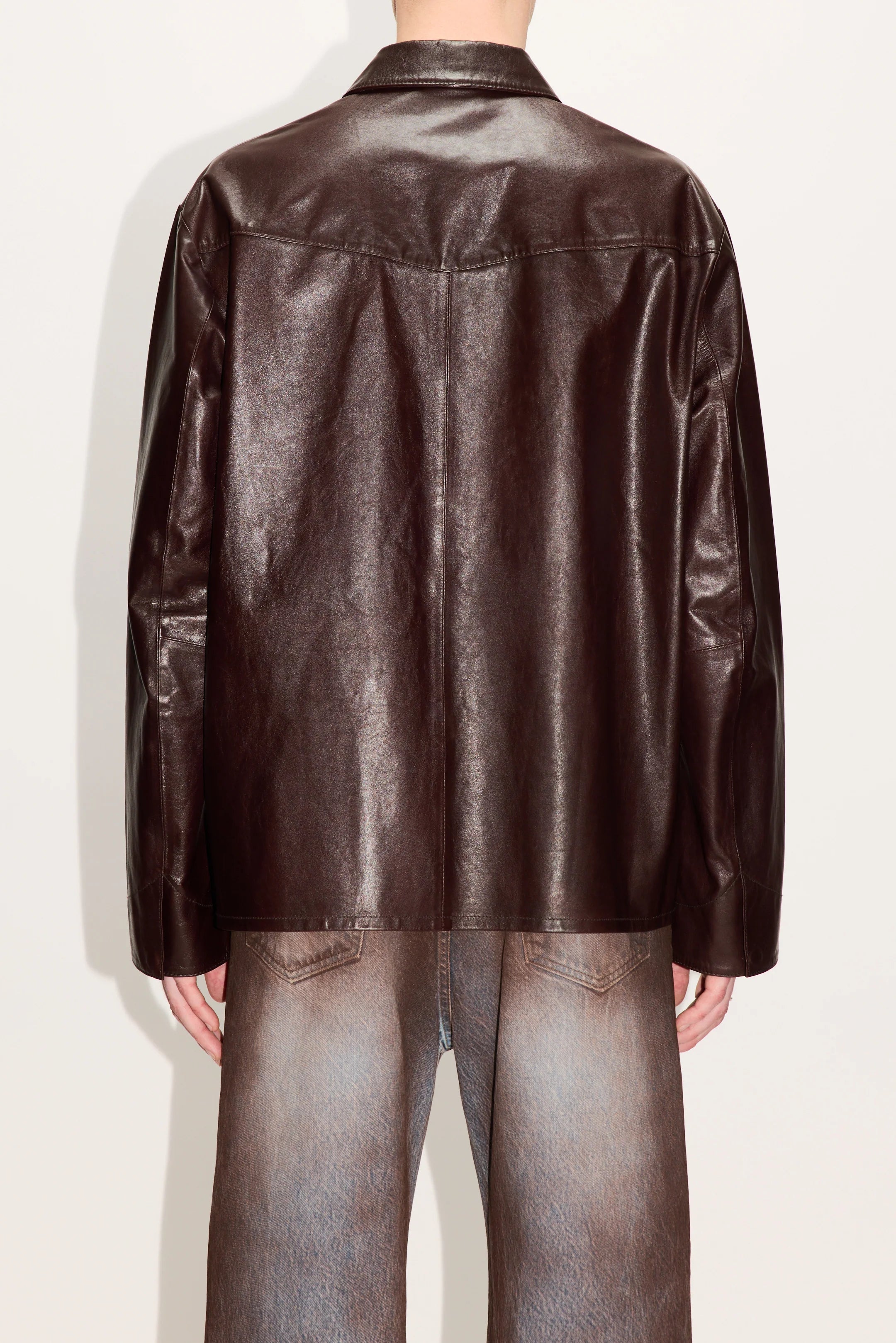 HOPE Relaxed Leather Shirt Red Wine