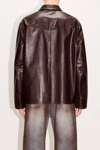 HOPE Relaxed Leather Shirt Red Wine