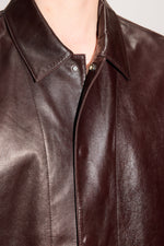 Load image into Gallery viewer, HOPE Relaxed Leather Shirt Red Wine
