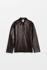 Load image into Gallery viewer, HOPE Relaxed Leather Shirt Red Wine
