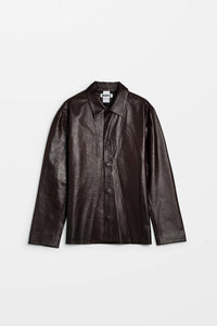 HOPE Relaxed Leather Shirt Red Wine