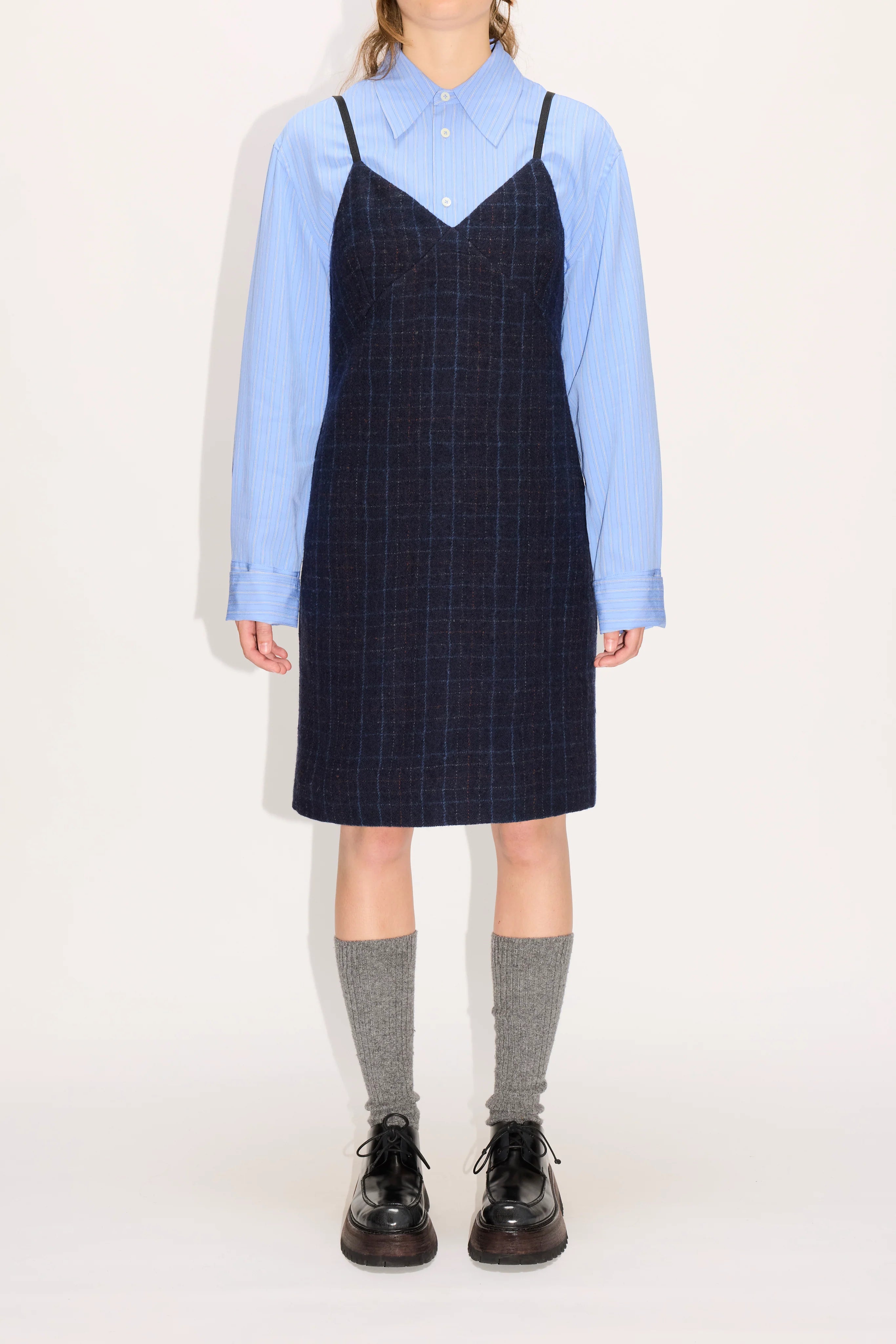 HOPE Slip Dress Navy Check