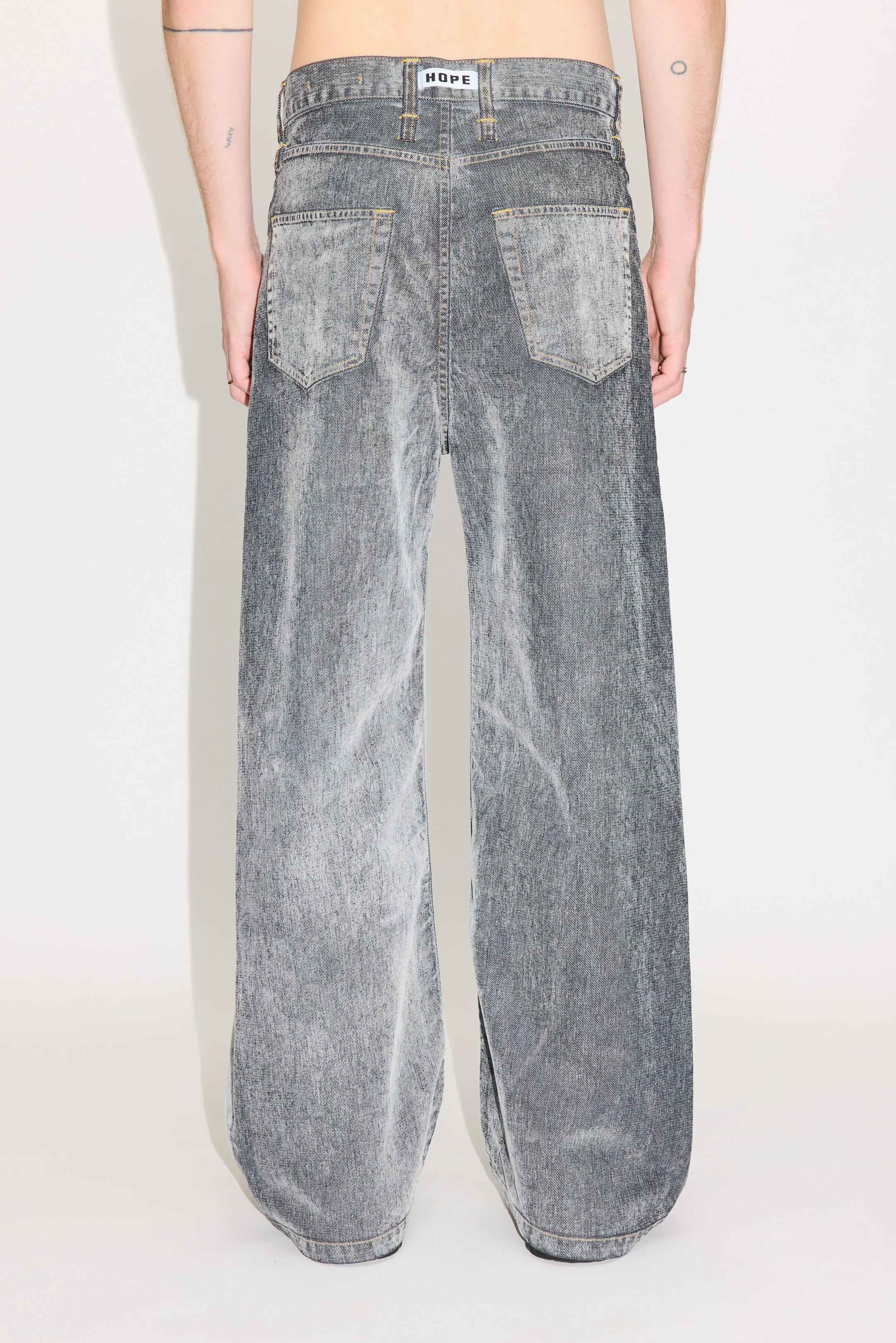 HOPE Wide-Leg Skid Jeans In Grey Flock