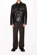 Load image into Gallery viewer, HOPE Boxy Washed Leather Jacket Black
