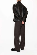 Load image into Gallery viewer, HOPE Boxy Washed Leather Jacket Black
