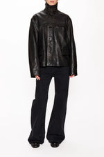 Load image into Gallery viewer, HOPE Boxy Washed Leather Jacket Black
