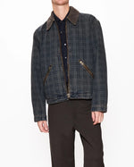 Load image into Gallery viewer, HOPE Zip-Up Denim Jacket With Dusty Blue Check
