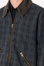 Load image into Gallery viewer, HOPE Zip-Up Denim Jacket With Dusty Blue Check

