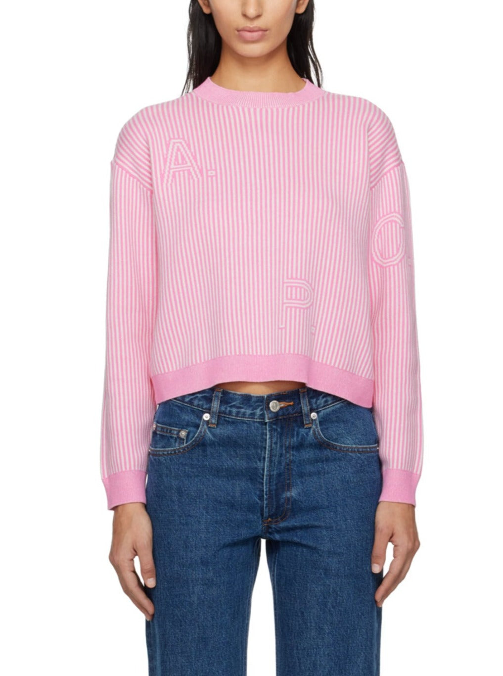 A.P.C Logo Stripe Pink Sweater