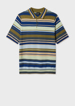 Load image into Gallery viewer, Paul Smith Khaki Multistripe Merino Wool Polo Shirt
