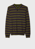 Load image into Gallery viewer, Paul Smith Stripe Merino Polo Shirt Green Navy
