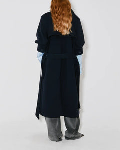 Façon Jacmin 'Moss' Trench Coat Dark Blue