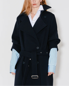Façon Jacmin 'Moss' Trench Coat Dark Blue