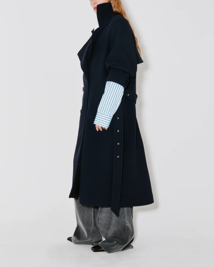 Façon Jacmin 'Moss' Trench Coat Dark Blue