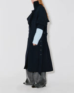 Load image into Gallery viewer, Façon Jacmin &#39;Moss&#39; Trench Coat Dark Blue
