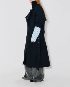 Façon Jacmin 'Moss' Trench Coat Dark Blue