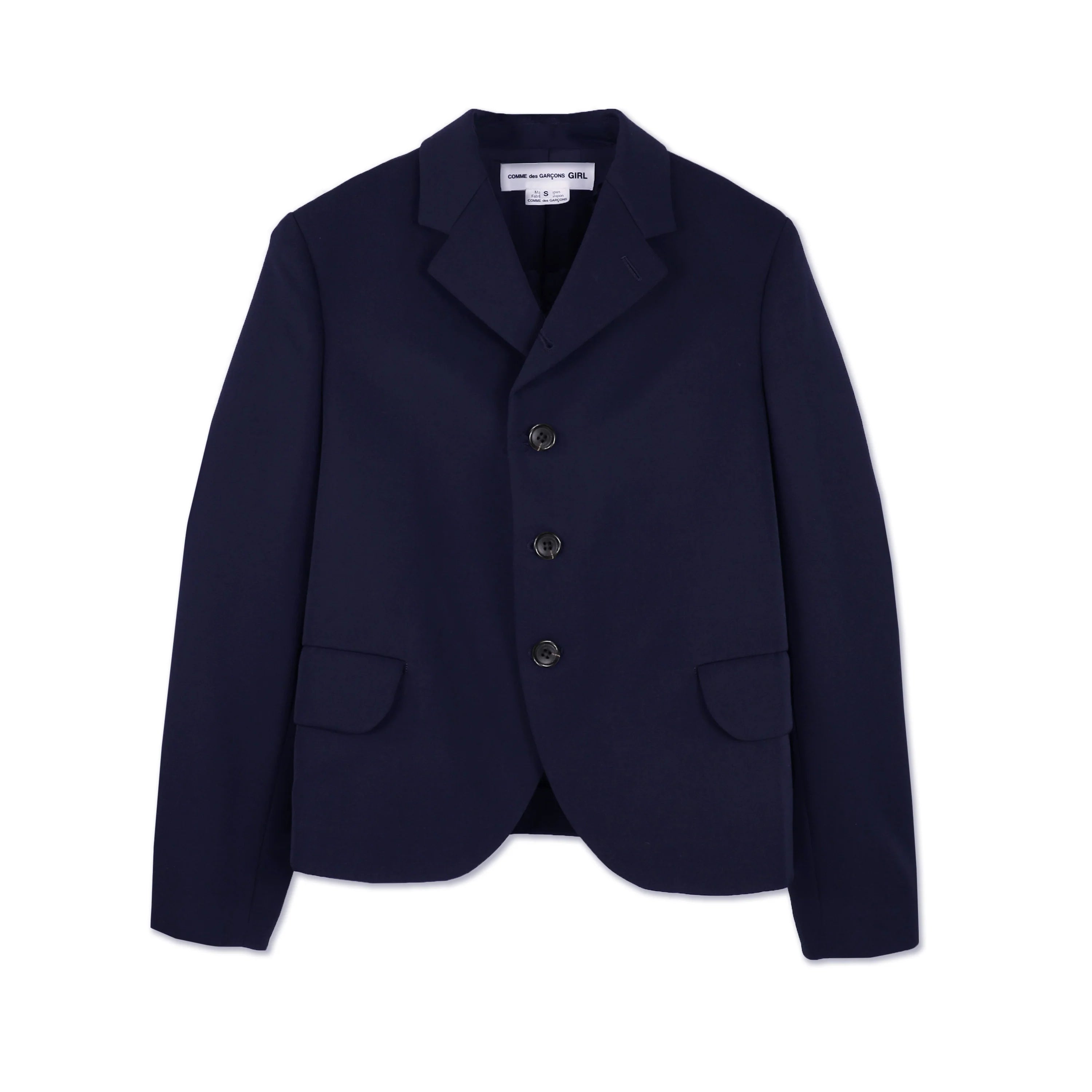 Comme Des Garçons Wool Gabardine Lapel Collar Jacket Navy