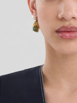 Load image into Gallery viewer, Marni Pearl Drop Green Gemstone Earrings
