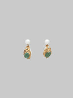 Load image into Gallery viewer, Marni Pearl Drop Green Gemstone Earrings
