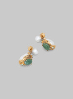 Load image into Gallery viewer, Marni Pearl Drop Green Gemstone Earrings
