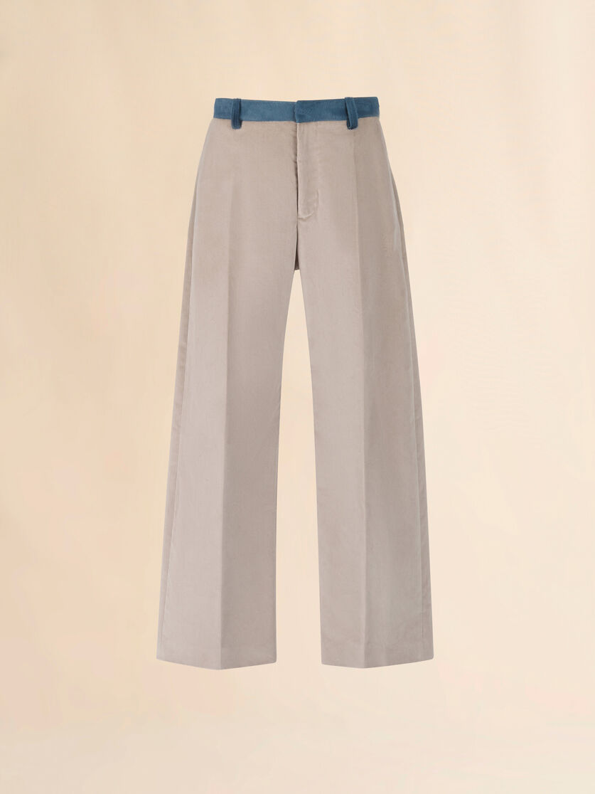 Marni Beige Velvet Trousers With Contrast Colour Waistband