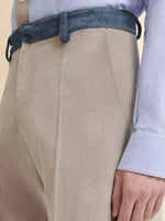 Load image into Gallery viewer, Marni Beige Velvet Trousers With Contrast Colour Waistband
