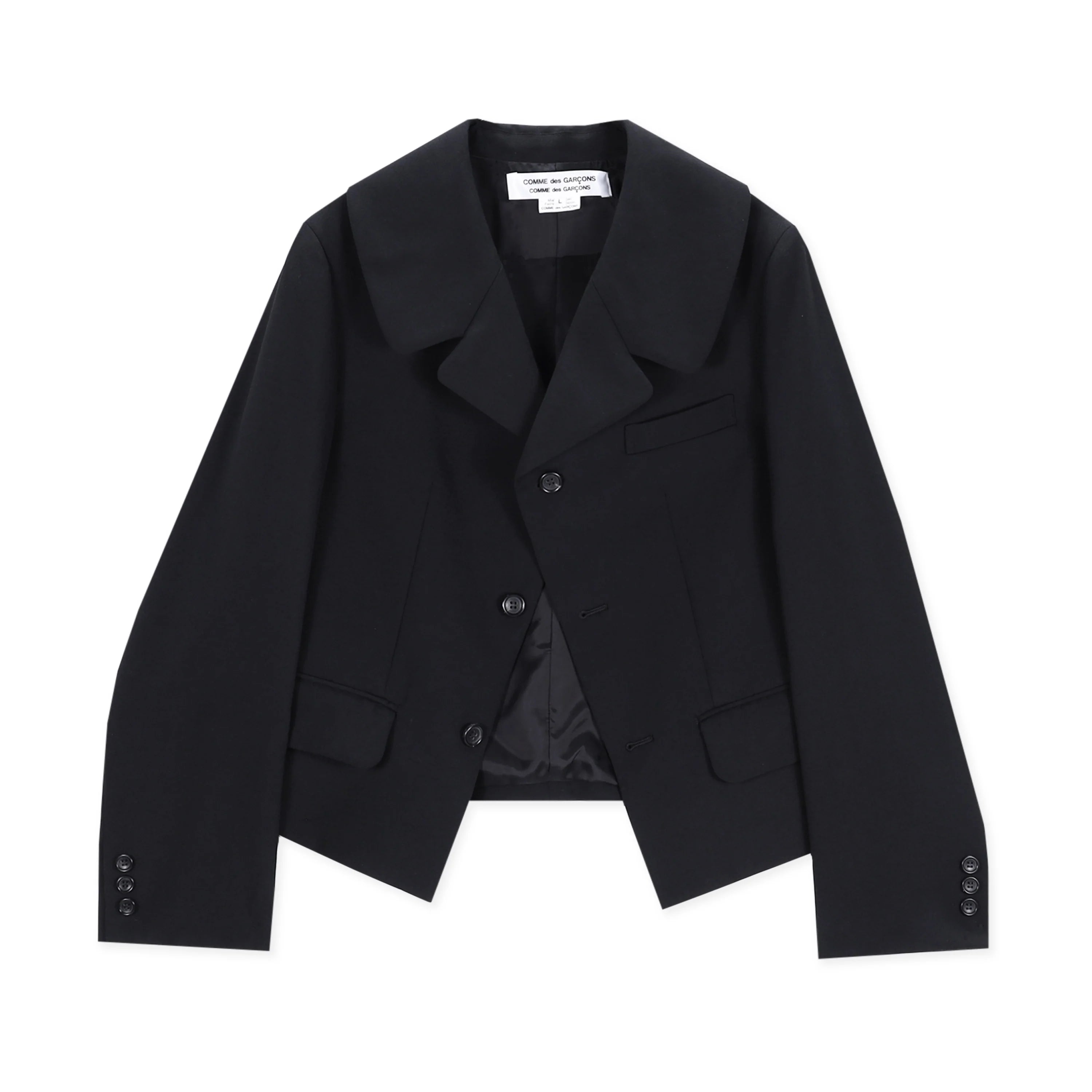 Comme Des Garçons Black Medium Wool Wide Lapel Jacket