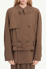 Load image into Gallery viewer, MM6 Maison Margiela Belted Wool Blend Jacket Brown
