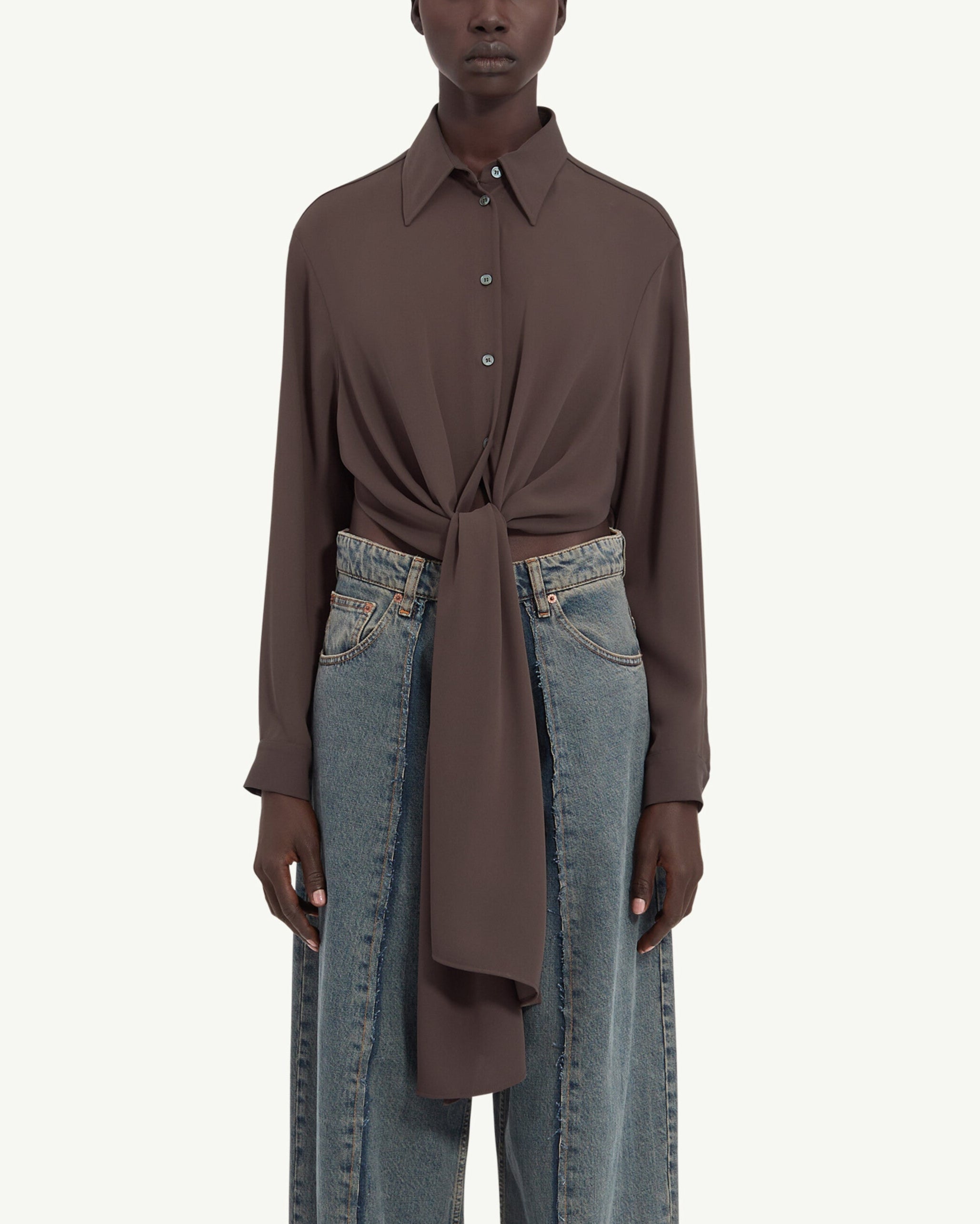 MM6 Maison Margiela Dual-Wear Shirt Brown