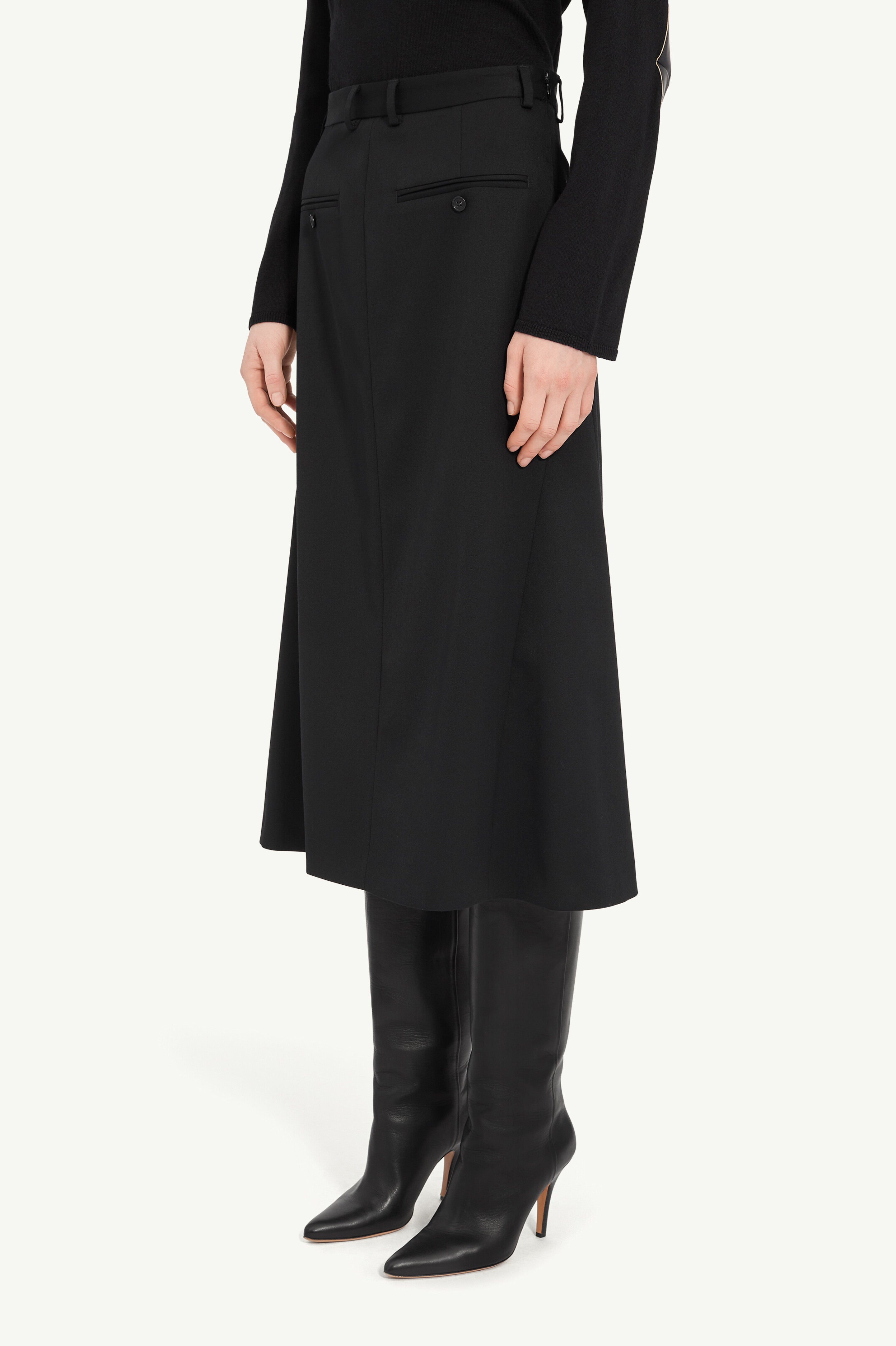 MM6 Maison Margiela Wool-Blend Tailored Midi Skirt