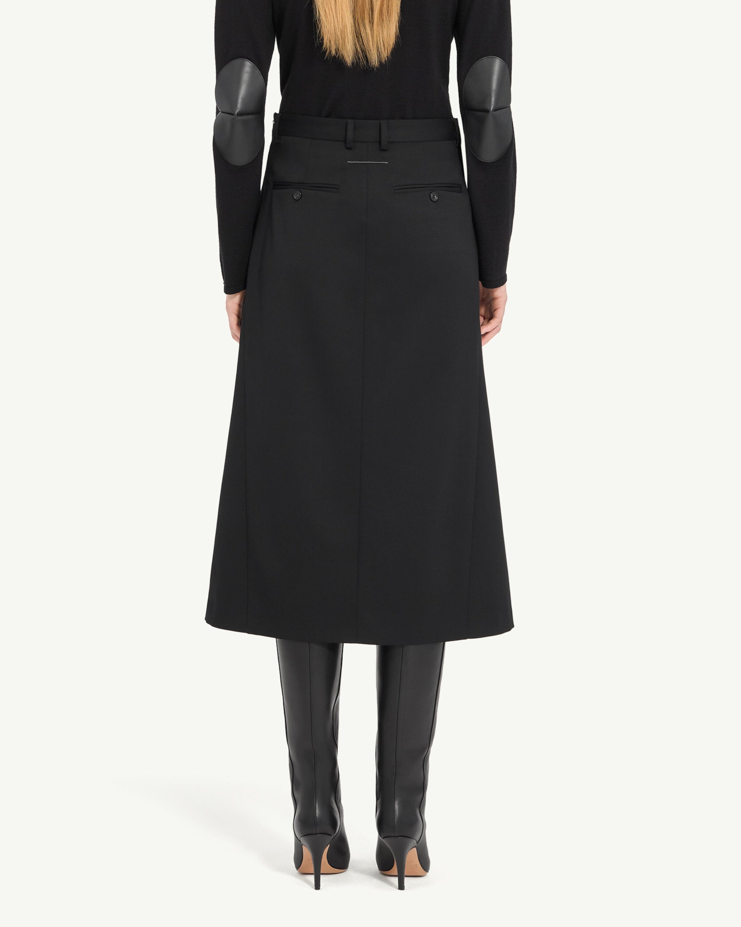 MM6 Maison Margiela Wool-Blend Tailored Midi Skirt