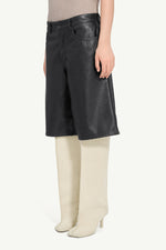 Load image into Gallery viewer, MM6 Maison Margiela Faux Leather Knee-Length Shorts Black
