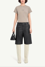 Load image into Gallery viewer, MM6 Maison Margiela Faux Leather Knee-Length Shorts Black
