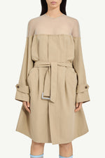 Load image into Gallery viewer, MM6 Maison Margiela High-Cut Cotton Trench Dress Beige
