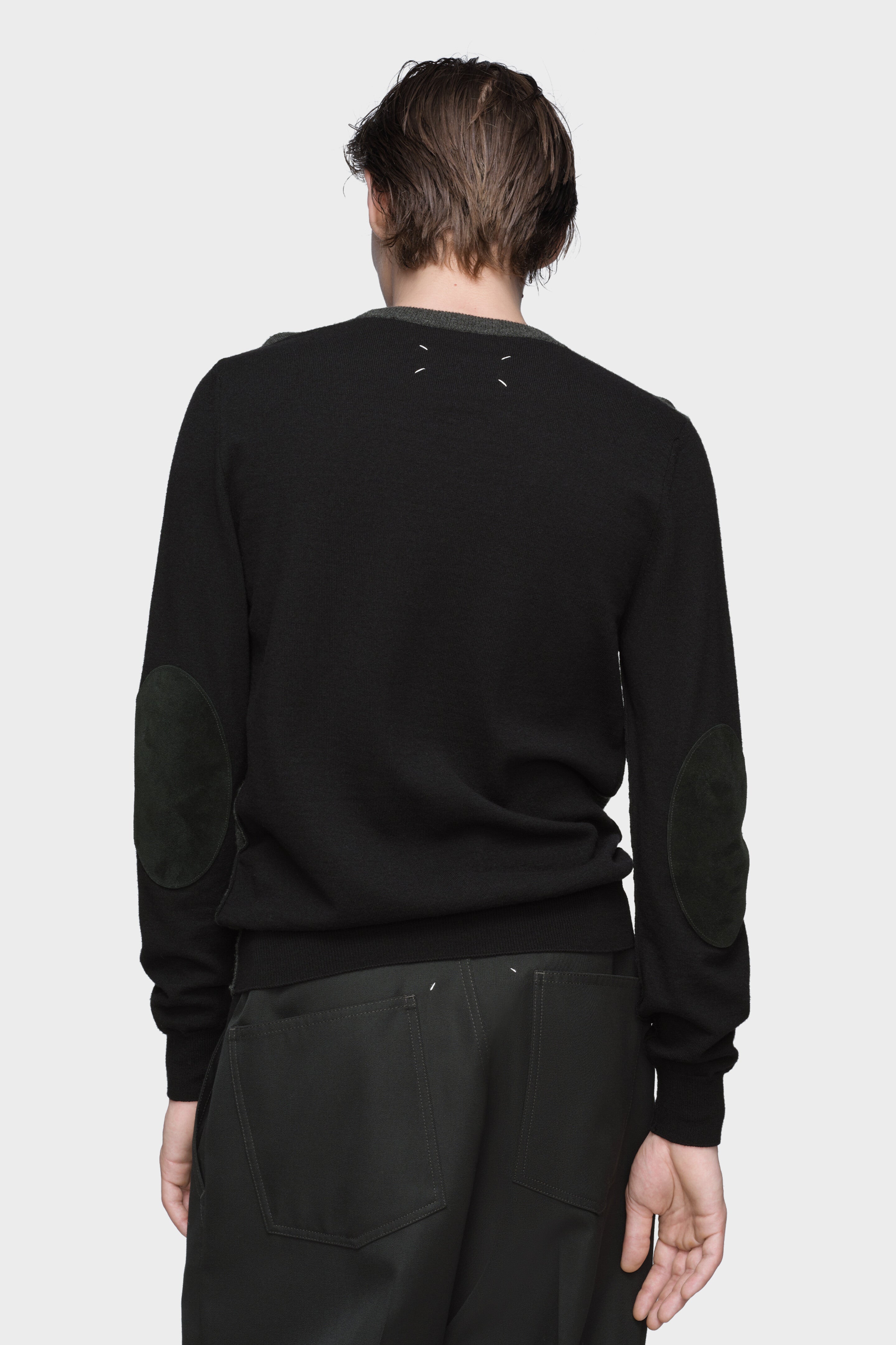 Maison Margiela Two-Tone Wool Crew Neck Sweater